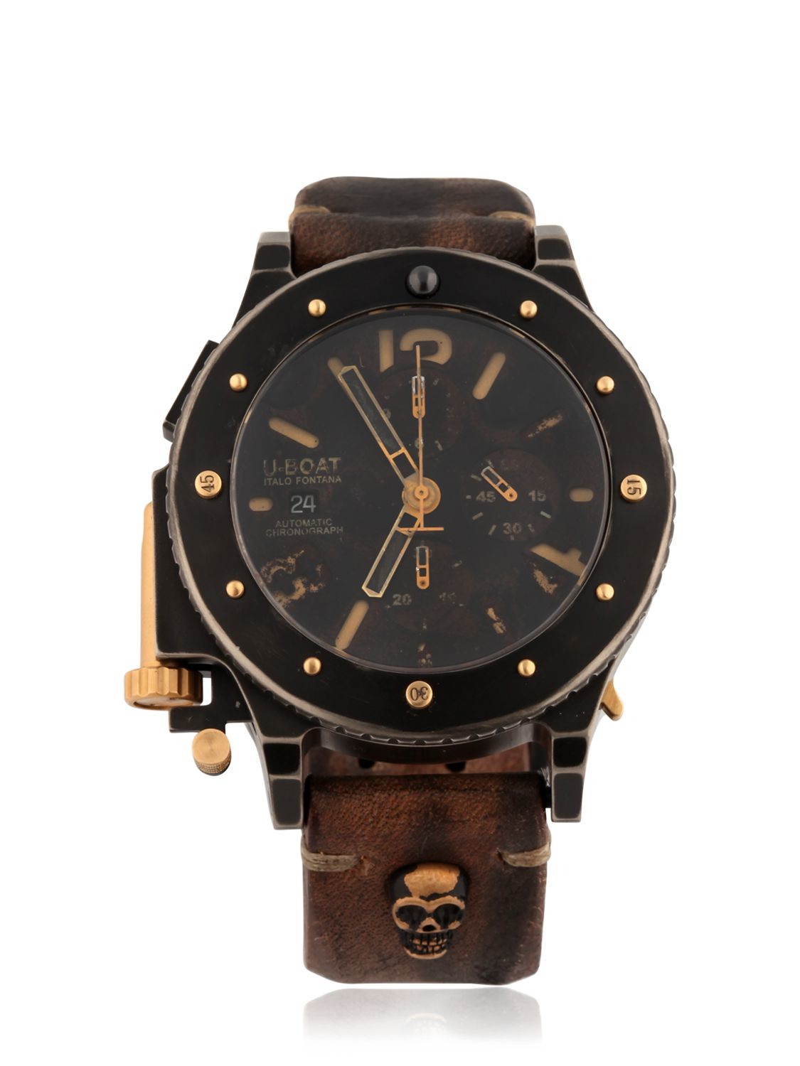 u boat skull embossed leather in brown for lyst u boat skull embossed leather in brown for lyst