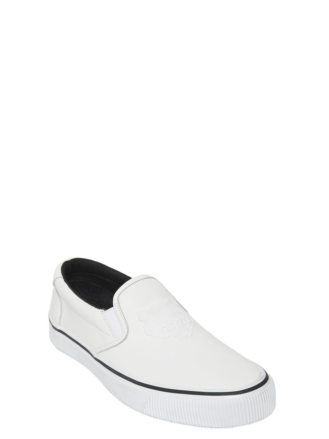 Kenzo Tiger Leather Slip-on Sneakers in White for Men | Lyst