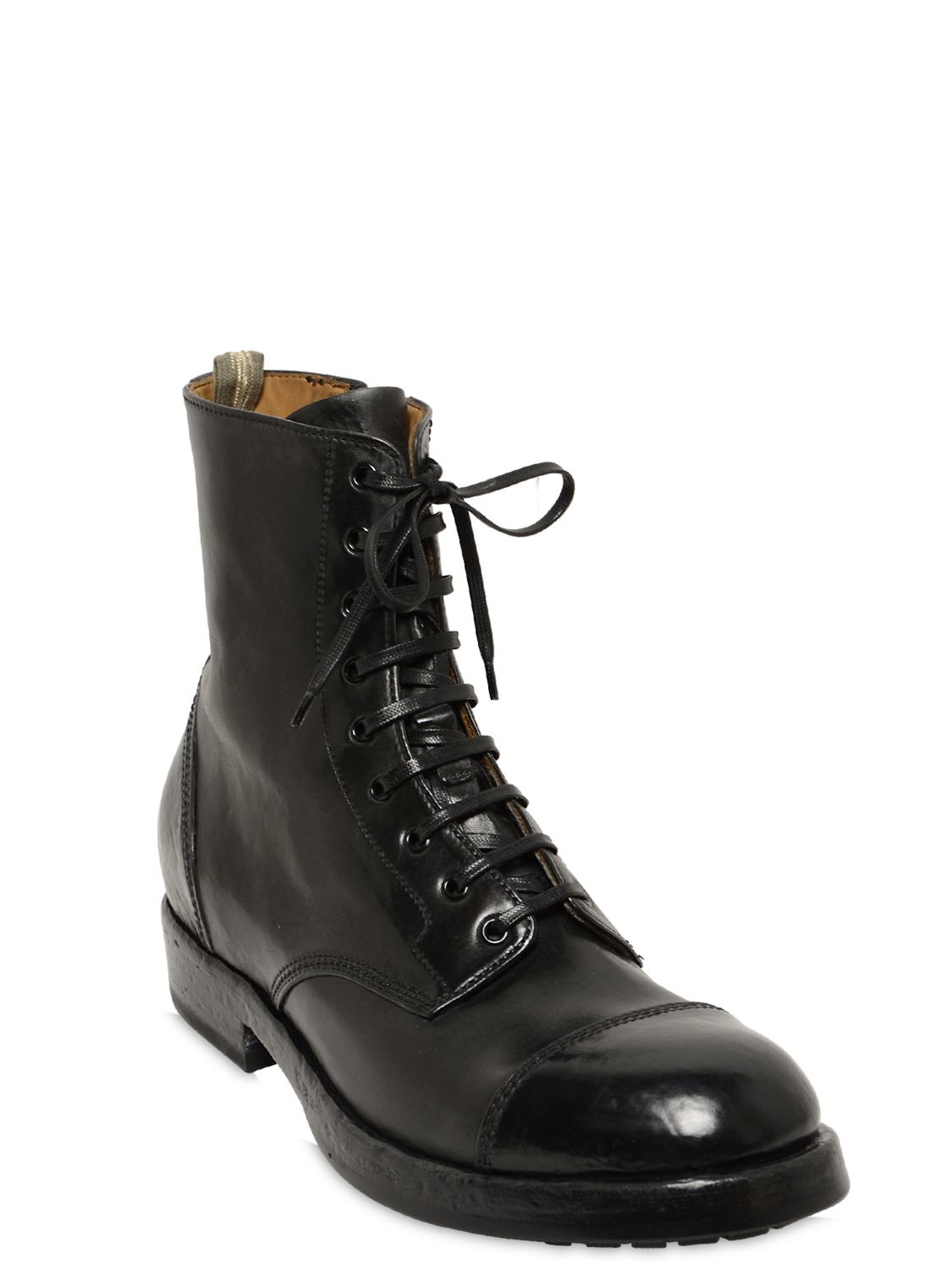 Lyst - Officine Creative Lace-up Leather Boots With Side Zip in Black ...