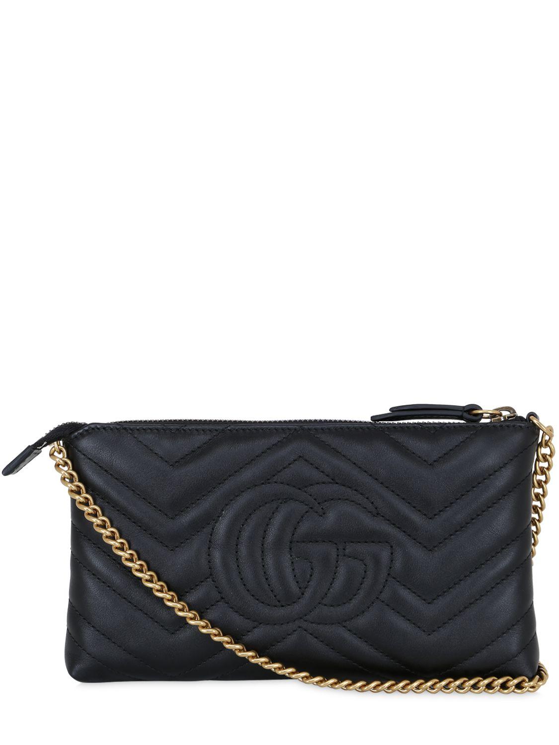 Lyst - Gucci Gg Marmont 2.0 Leather Clutch in Black