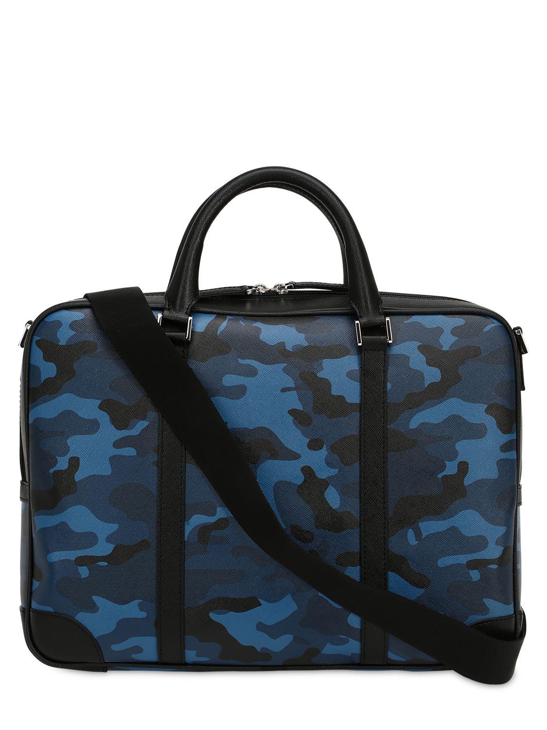 Montblanc Small Camouflage Leather Briefcase Case in Blue for Men Lyst