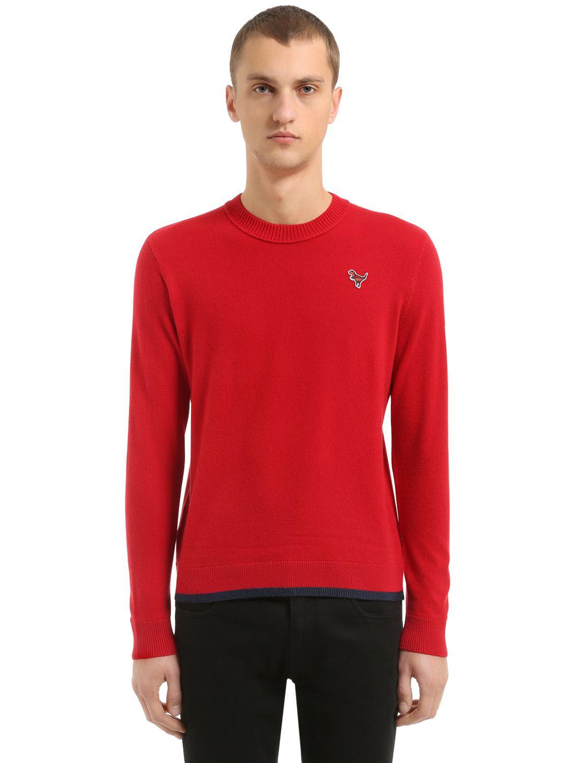 Coach T-rex Patch Wool & Cashmere Knit Jumper in Red for Men | Lyst