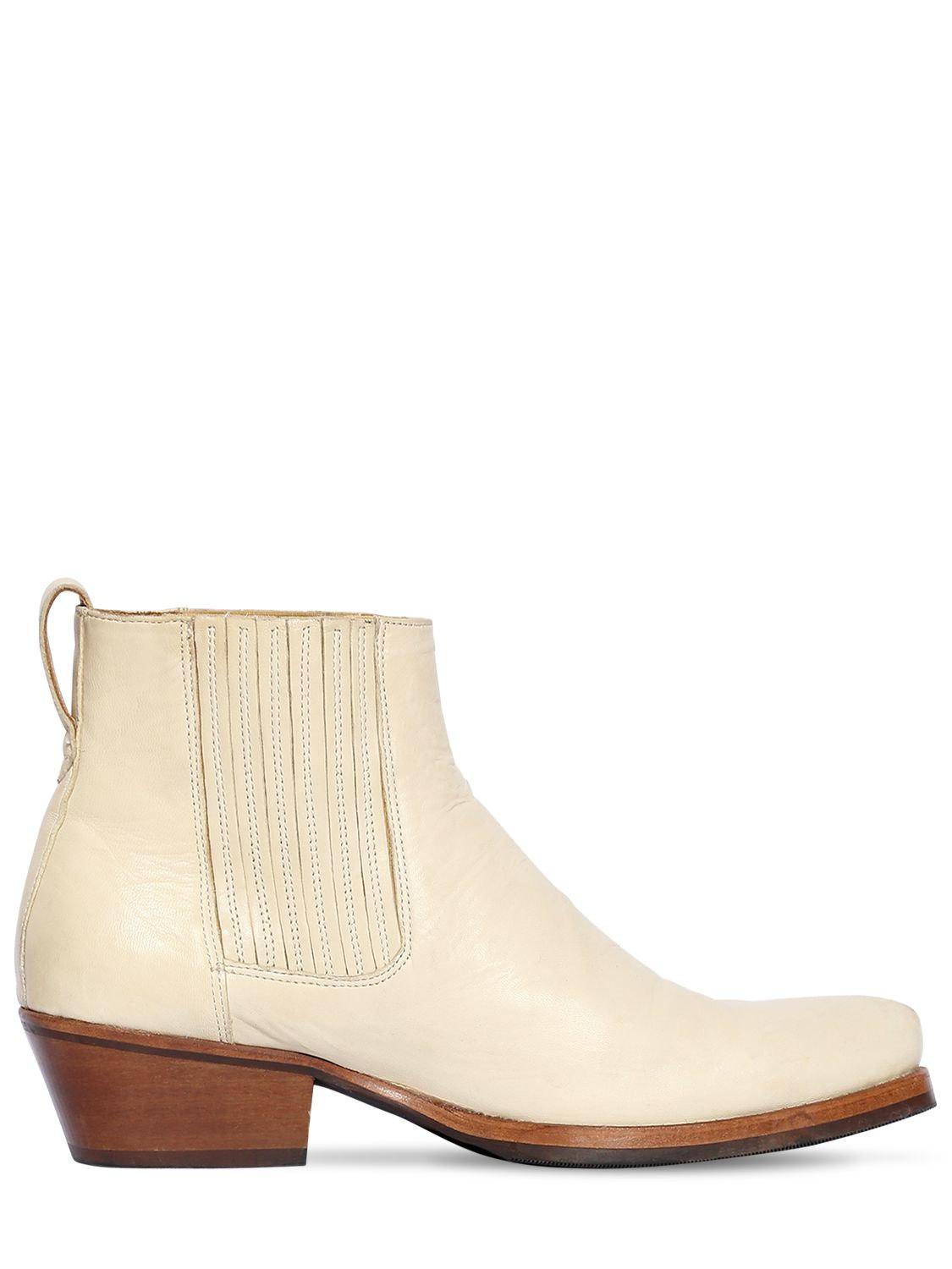 Our Legacy Leather Cuban Heel Ankle Boots in White for Men Lyst
