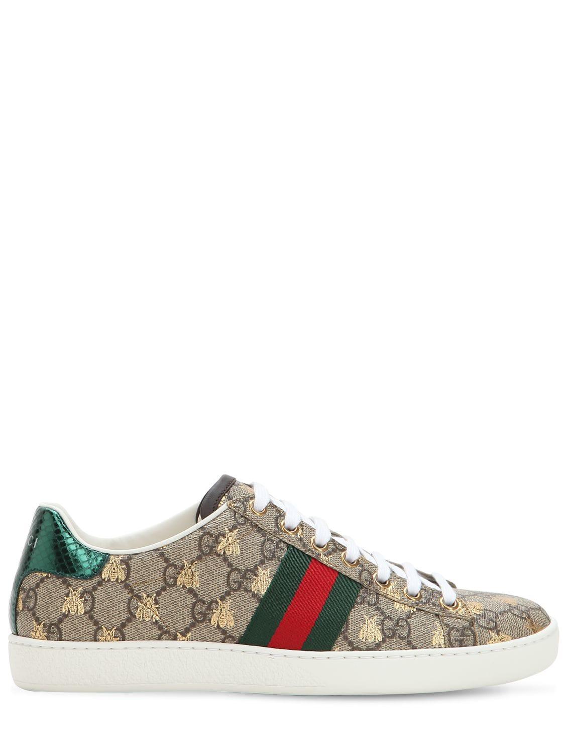Gucci 20mm New Ace Gg Supreme Canvas Sneakers in Green - Lyst