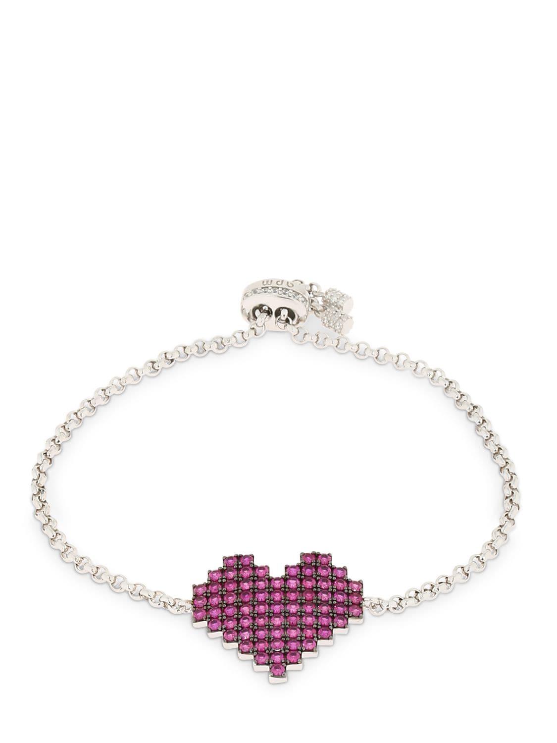 Apm Monaco Silver Pixel Red Heart Bracelet In Metallic - Lyst