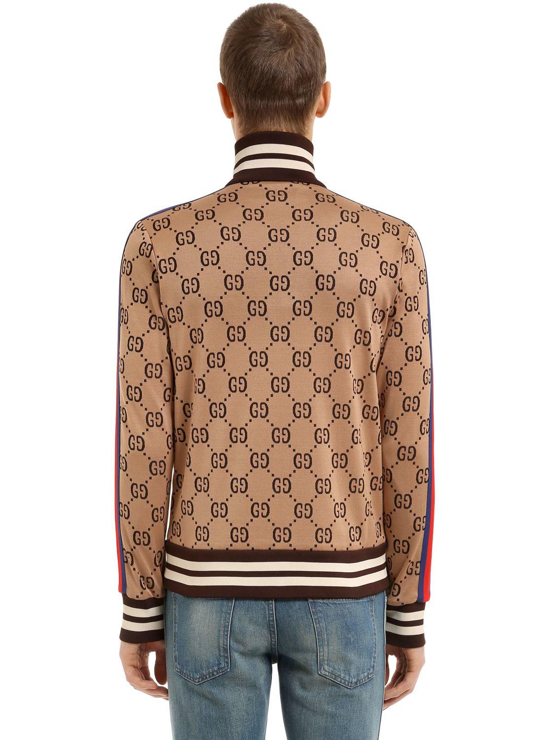 Lyst - Gucci Gg Zipped Jacquard Track Jacket in Brown for Men