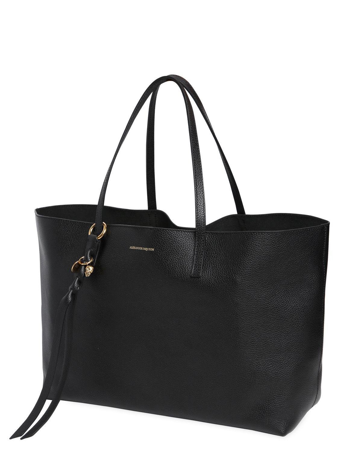 Lyst - Alexander Mcqueen Medium Leather Tote Bag in Black