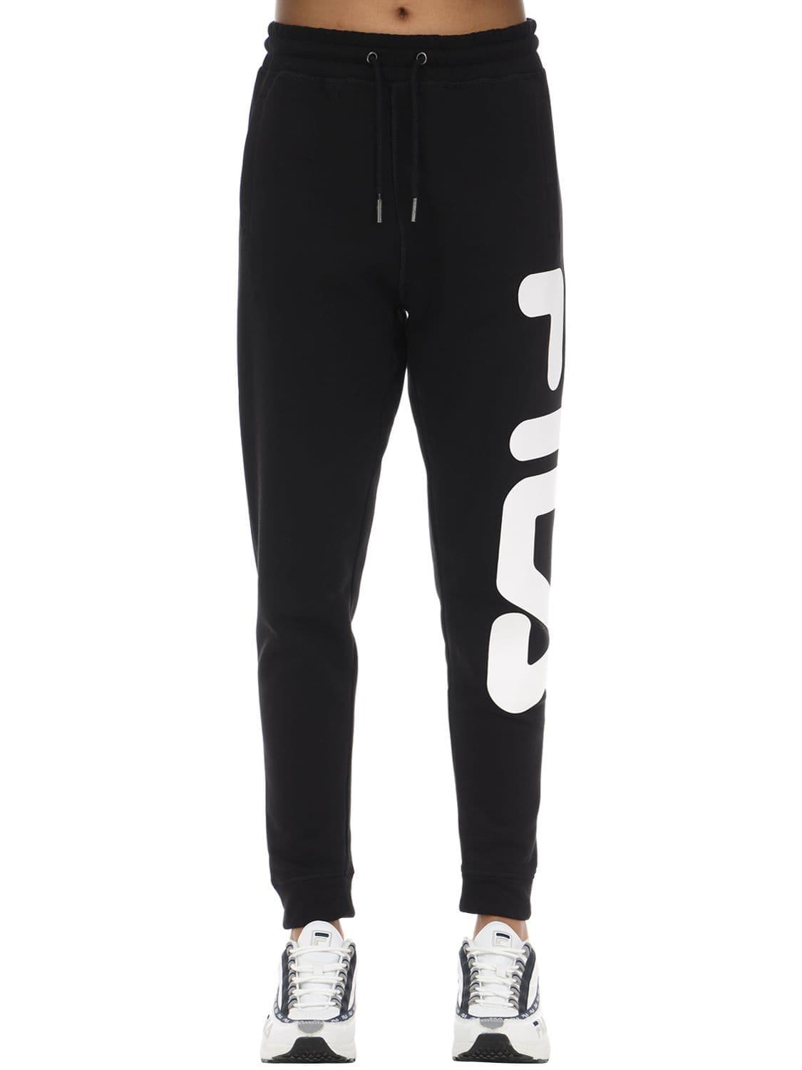 Fila Logo Cotton Blend Sweatpants in Black - Lyst