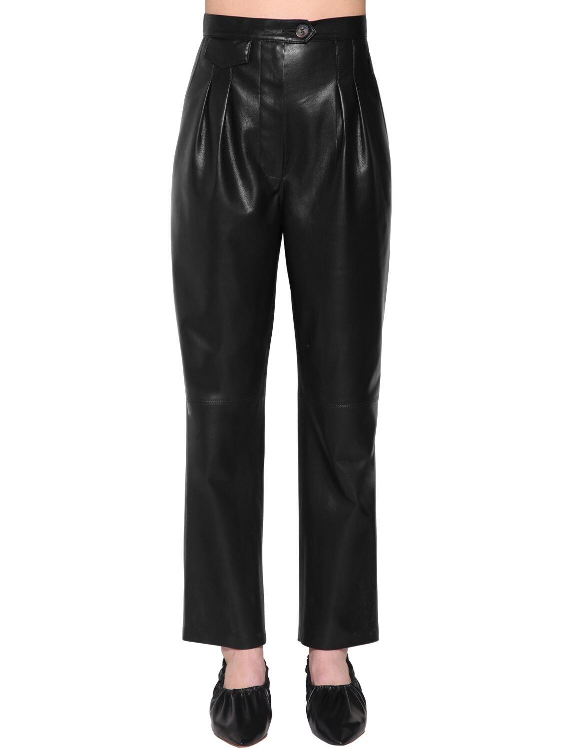 Nanushka Mitsu High Rise Faux Leather Pants in Black - Lyst