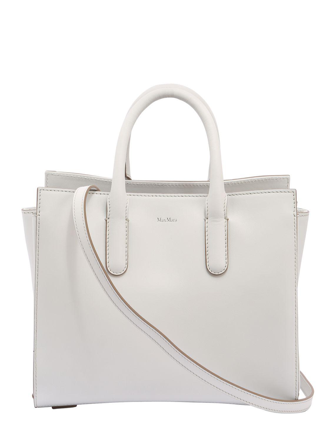 Lyst - Max Mara Small Leather Top Handle Bag in White