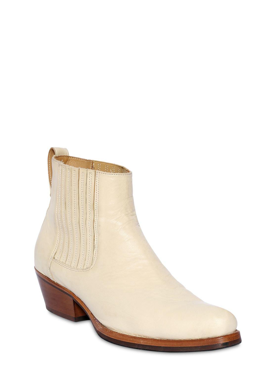 Our Legacy Leather Cuban Heel Ankle Boots in White for Men Lyst