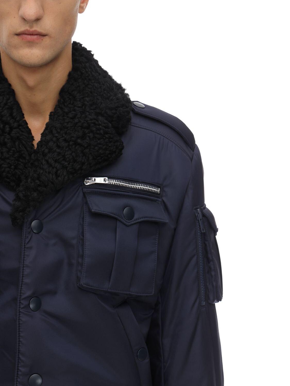Prada Synthetic Cropped Army Nylon Bomber Jacket in Navy (Blue) for Men ...