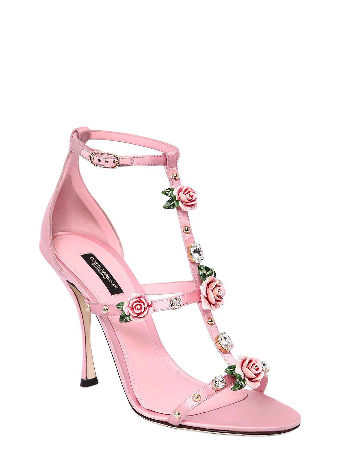 Lyst - Dolce & Gabbana 105mm Keira Embellished Satin Sandals in Pink
