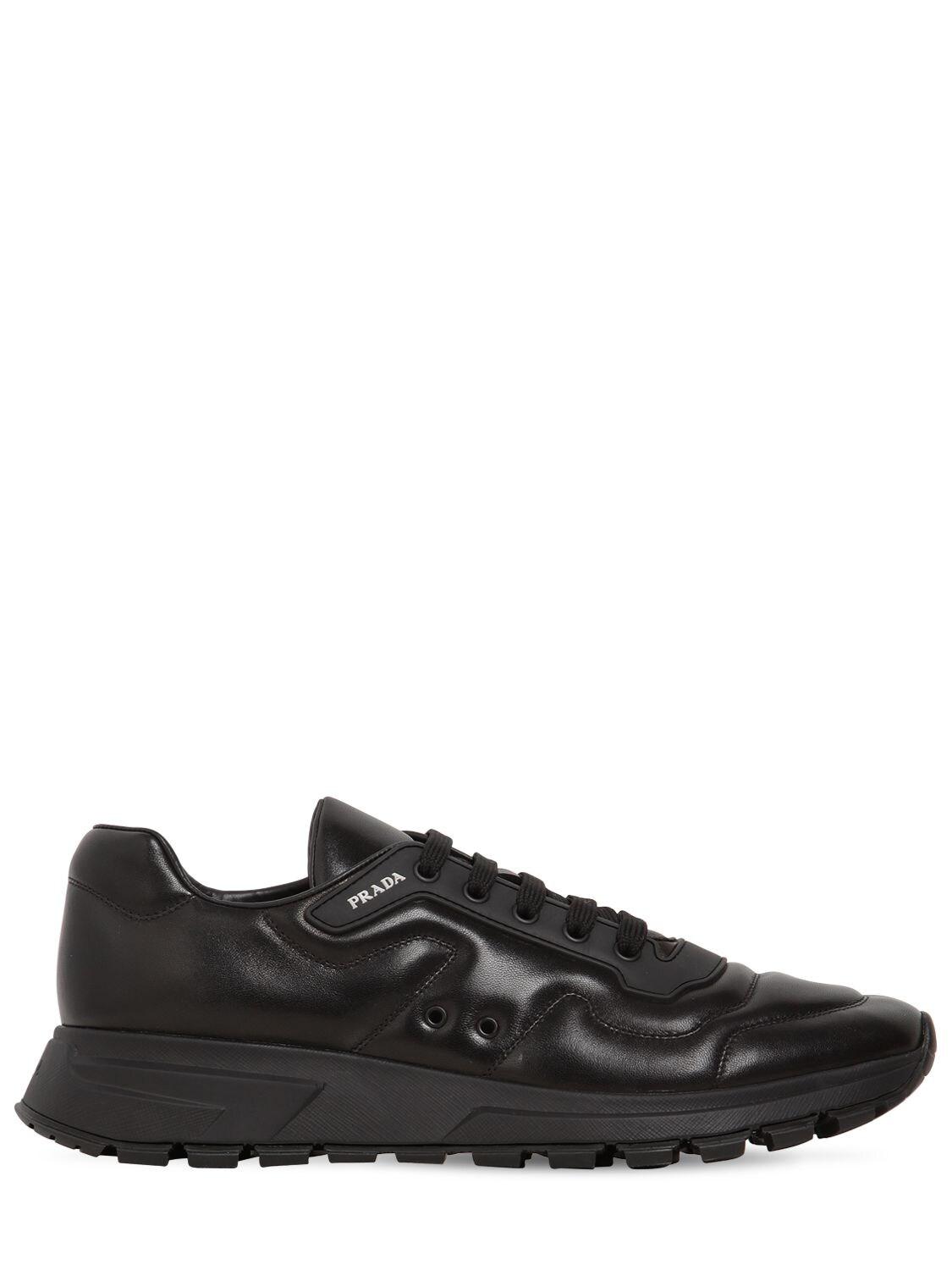 prax 01 leather and technical fabric sneakers