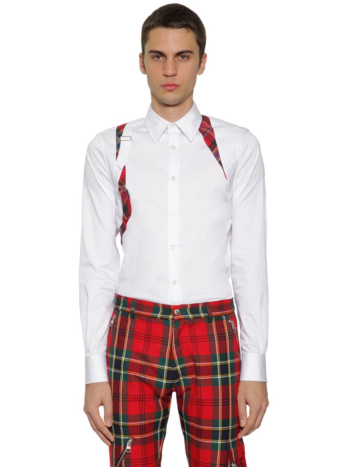 Alexander McQueen Stretch Cotton Poplin Harness Shirt in White for Men Lyst