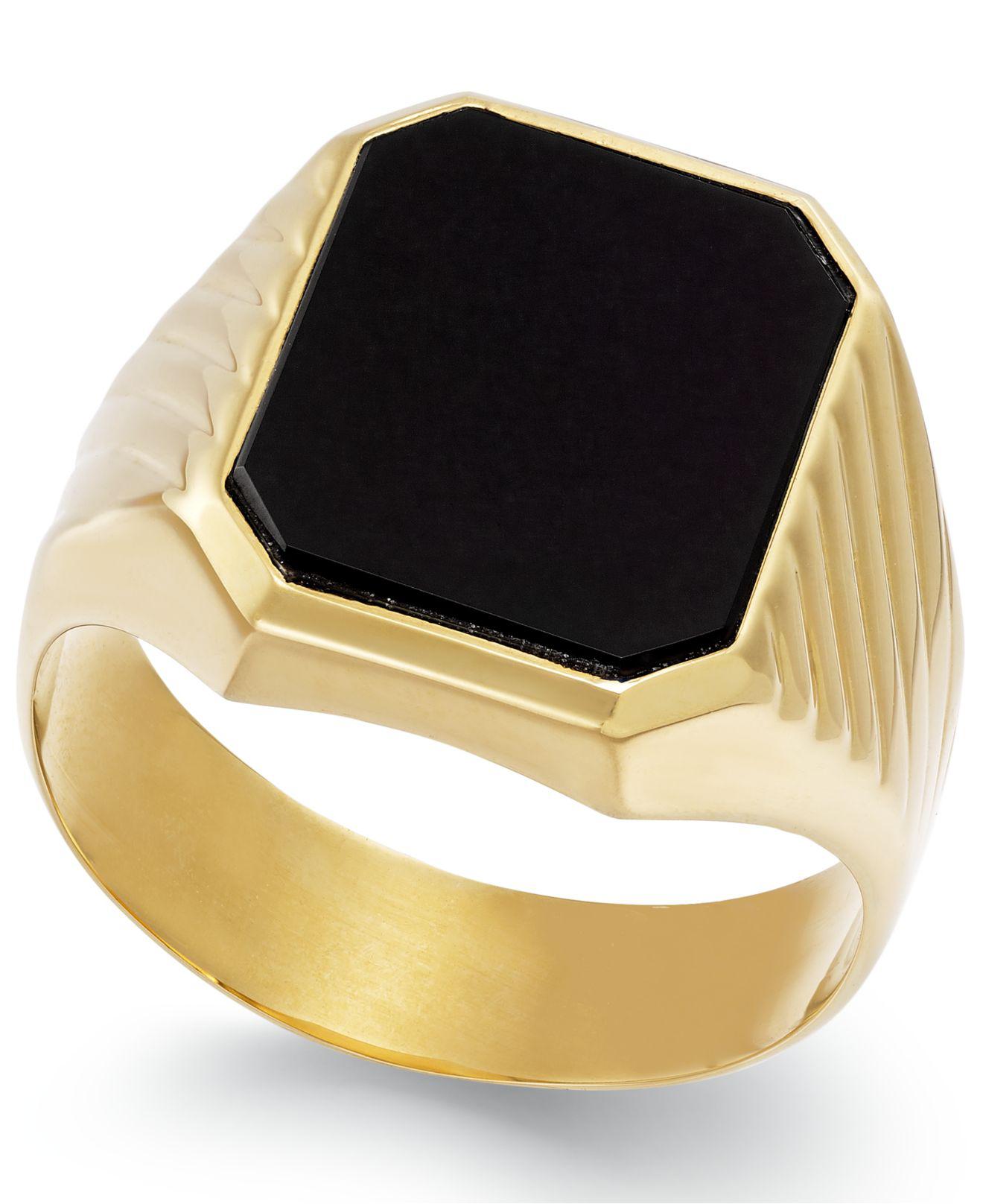 Men's Onyx Ring Diamond Accents 14K Yellow Gold 26118780999 Jared