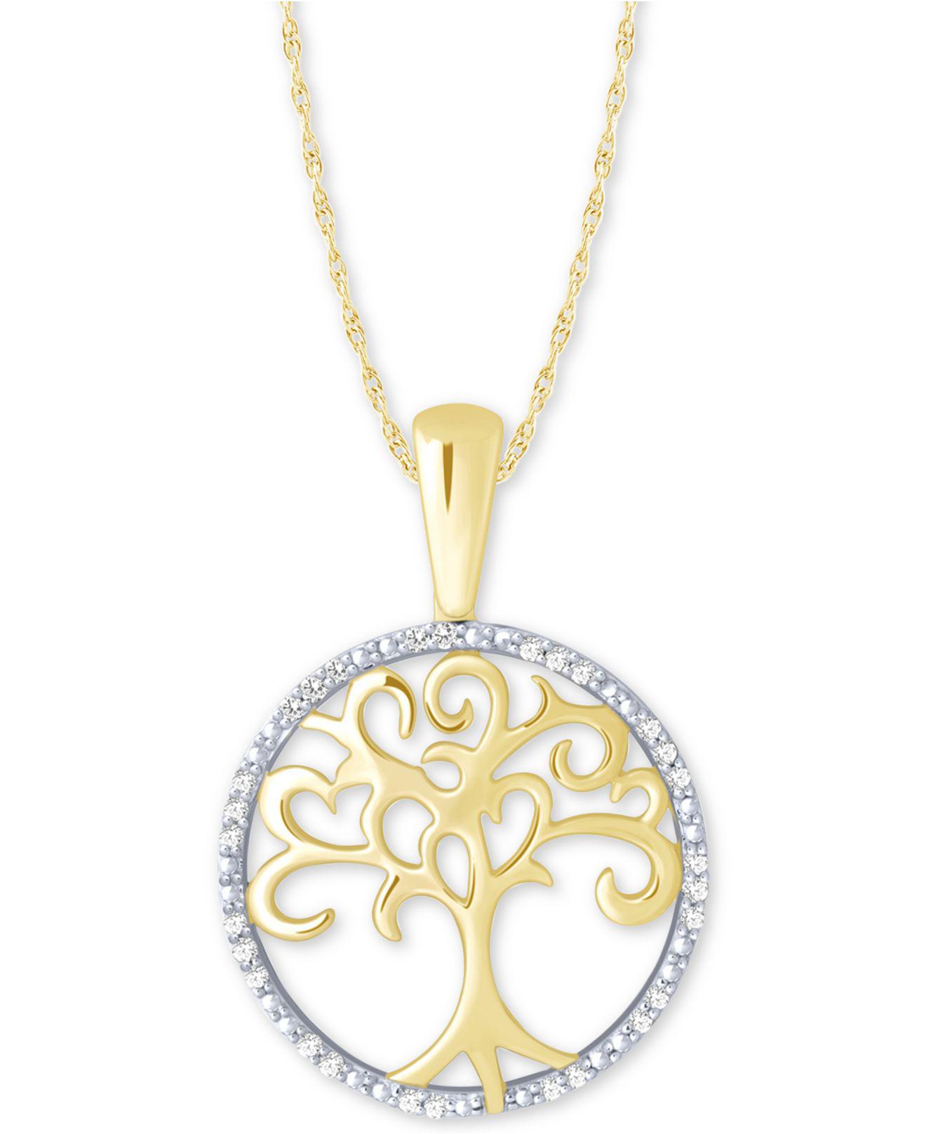 Lyst Macy'S Diamond Tree Of Life 18" Pendant Necklace (1/10 Ct. T.w
