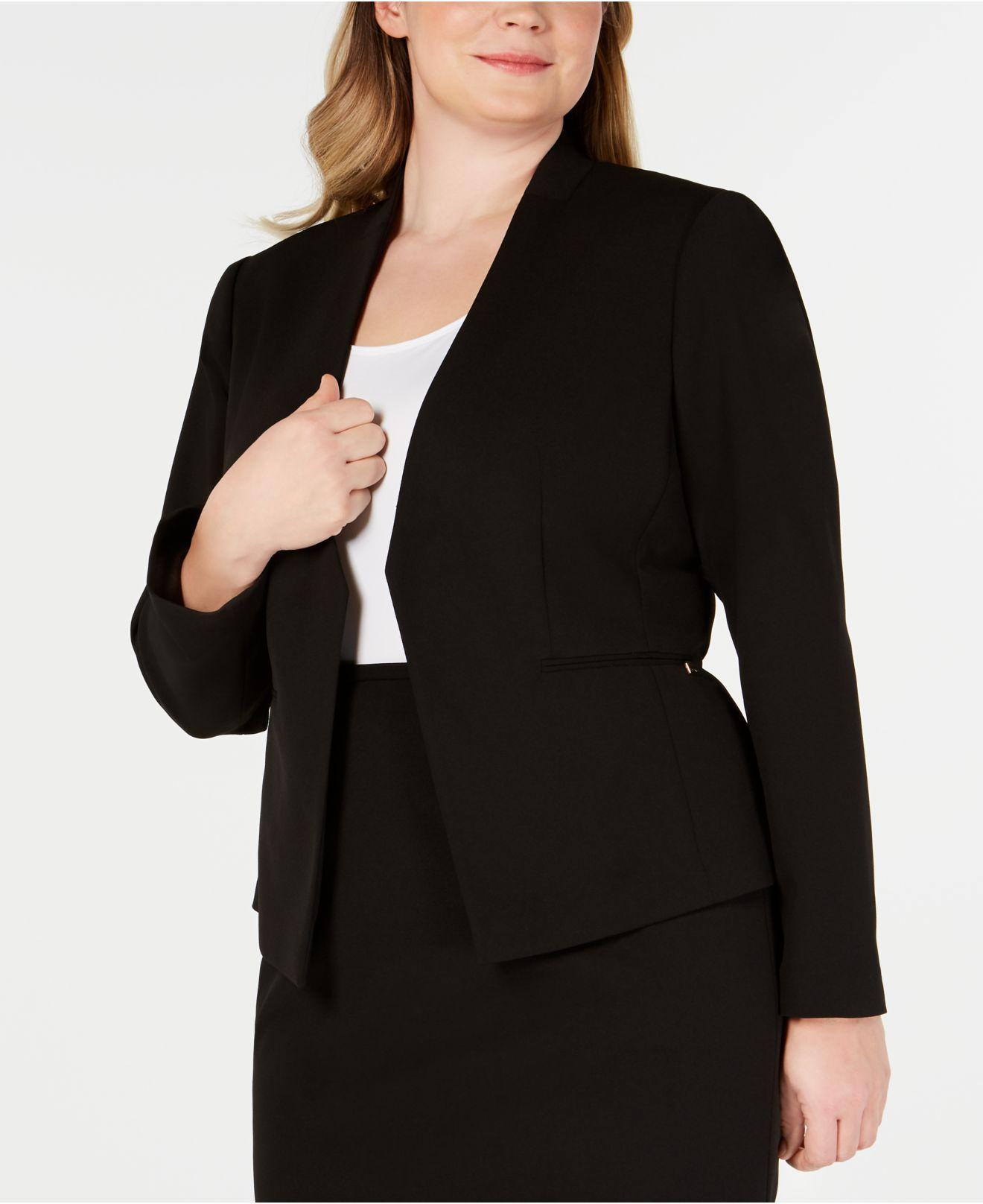 Calvin Klein Plus Size Openfront Soft Crepe Jacket in Black Lyst