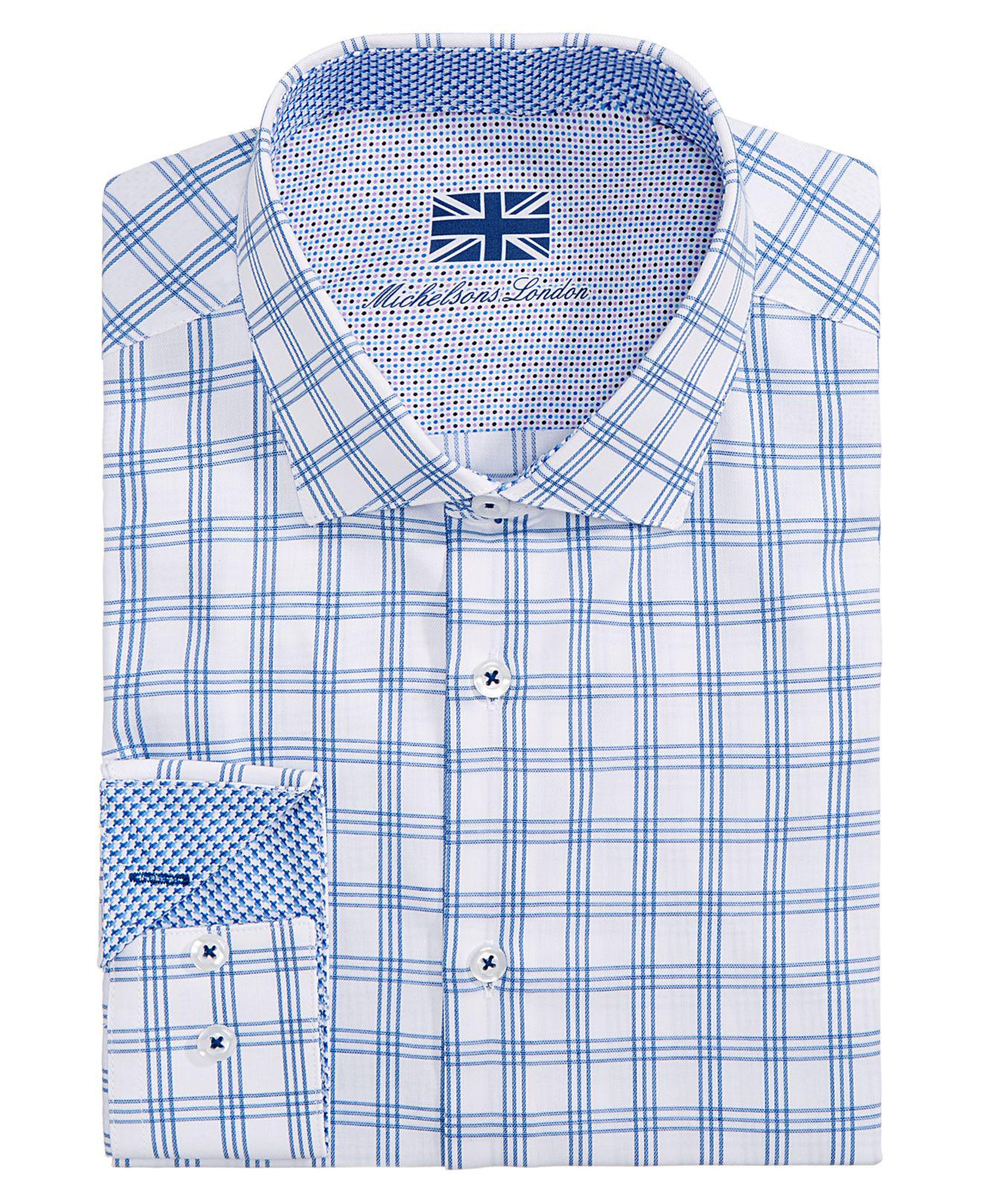 Vince Camuto Mens Slim Fit Glen Plaid Dress Shirt