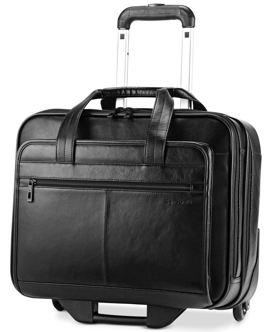Samsonite Leather Rolling Mobile Office Laptop Briefcase in Black for Men | Lyst