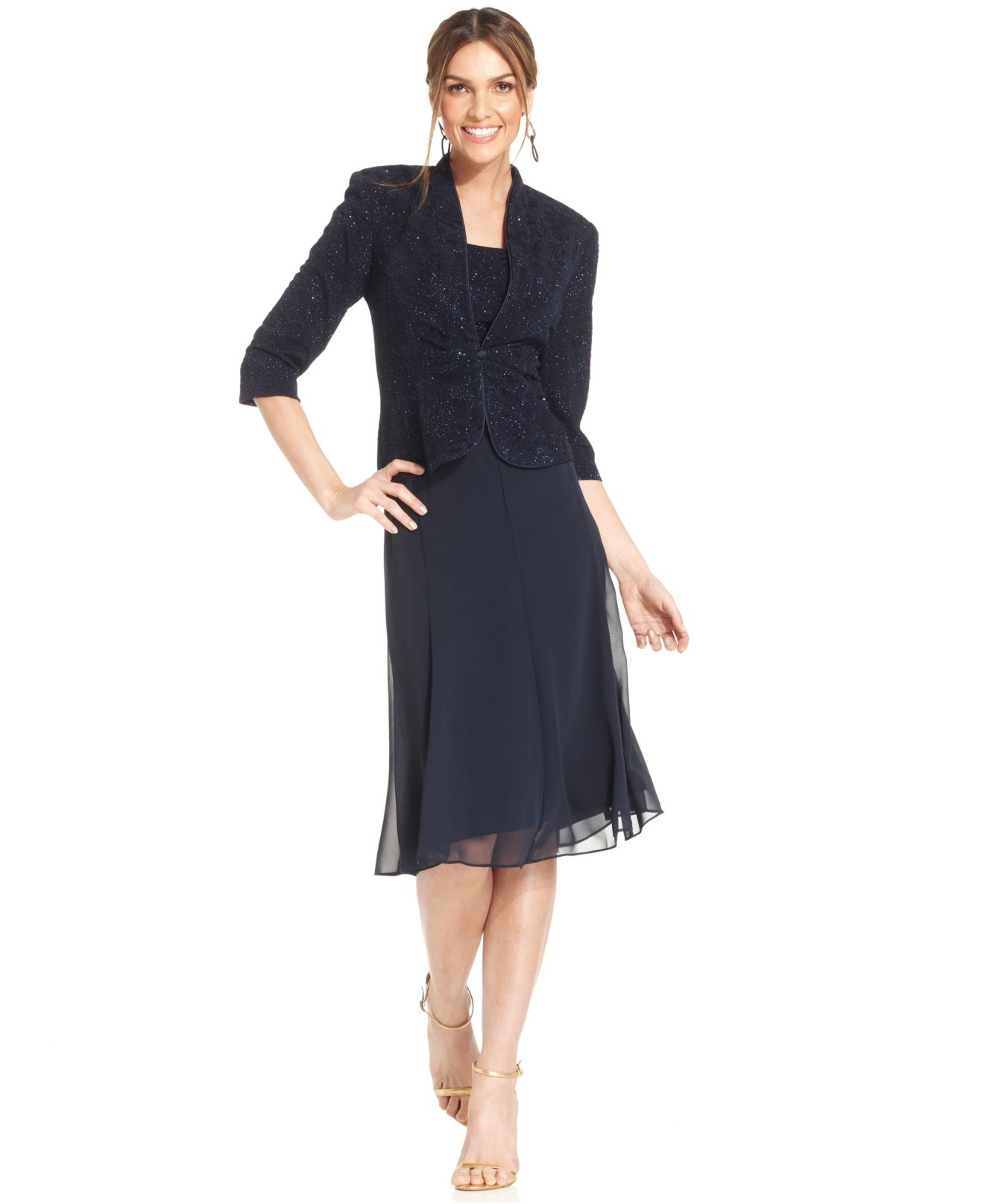 Lyst Alex Evenings Petite Jacquard Aline Dress And Jacket in Blue