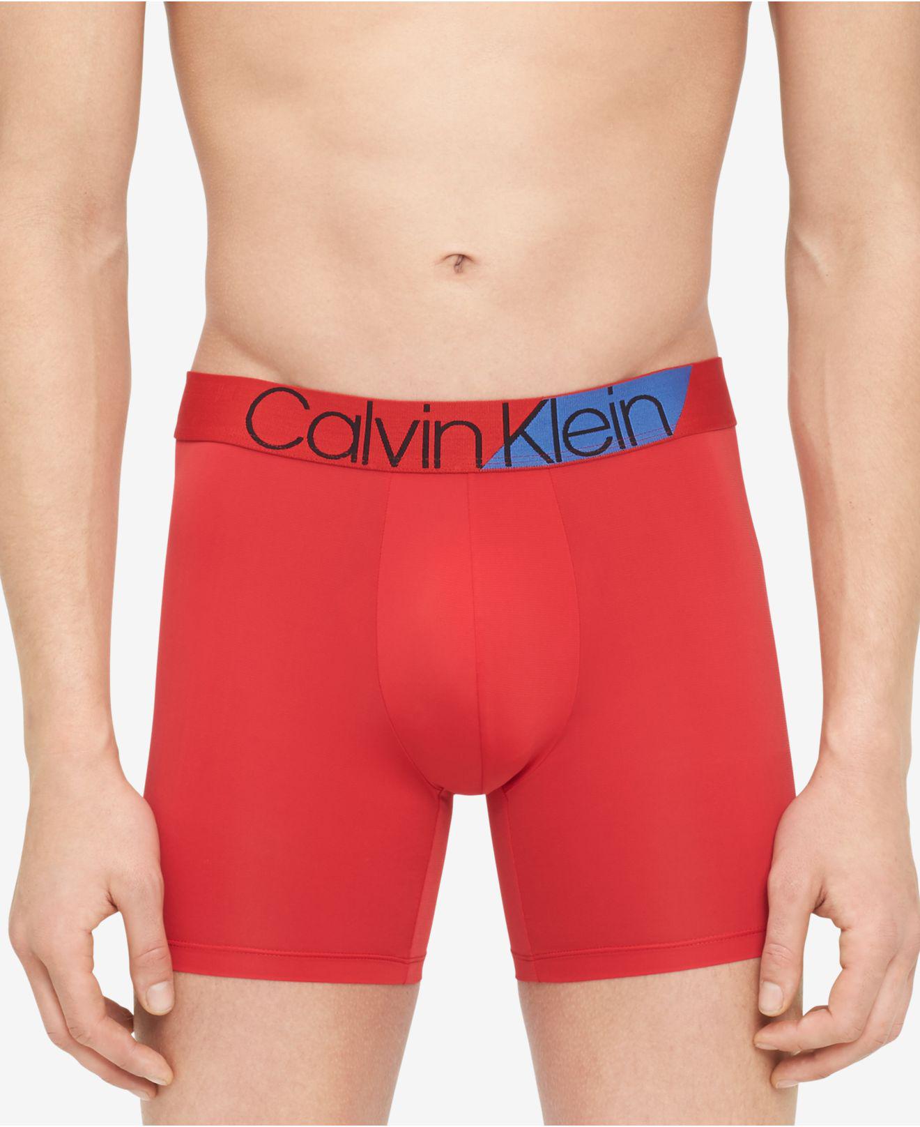 Lyst Calvin Klein Bold Accent Microfiber Boxer Briefs In Red For Men