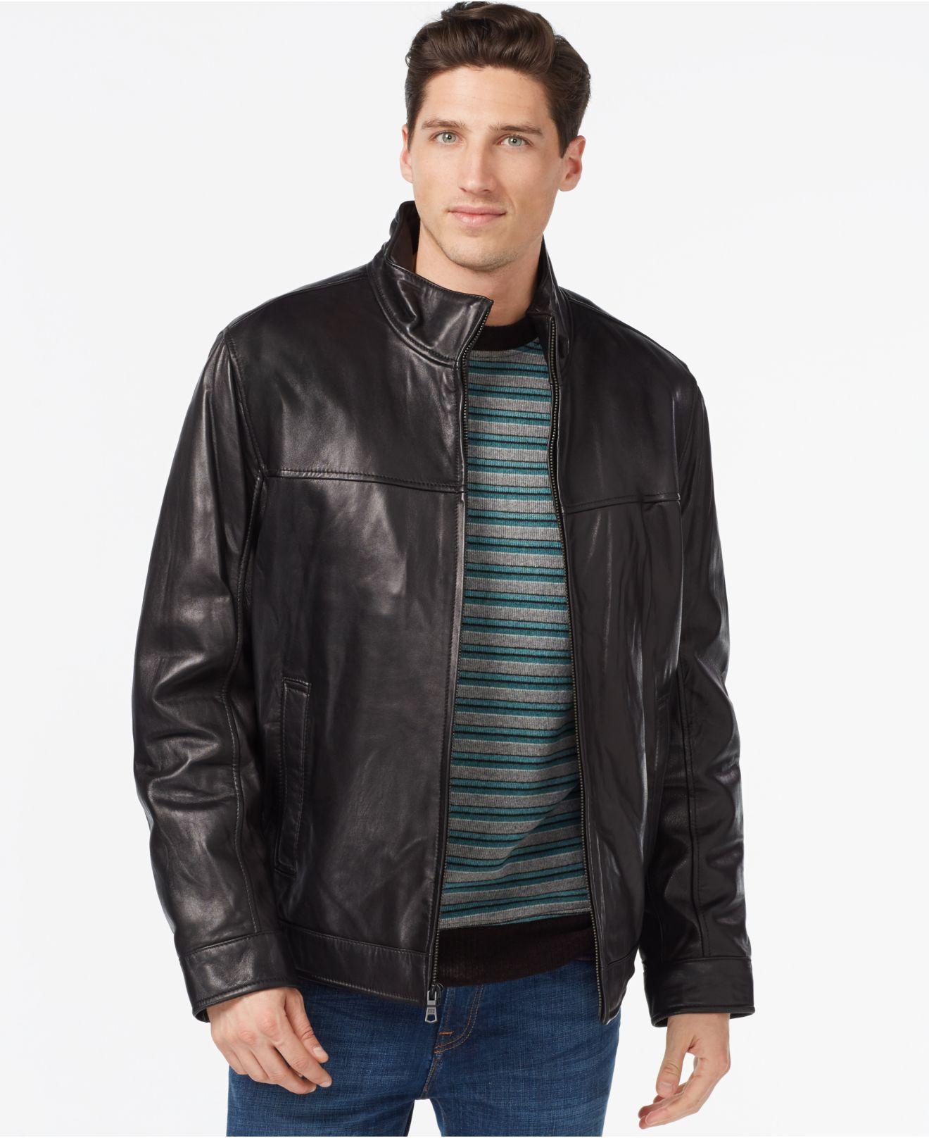 Tommy hilfiger Smooth Leather Jacket in Black for Men | Lyst