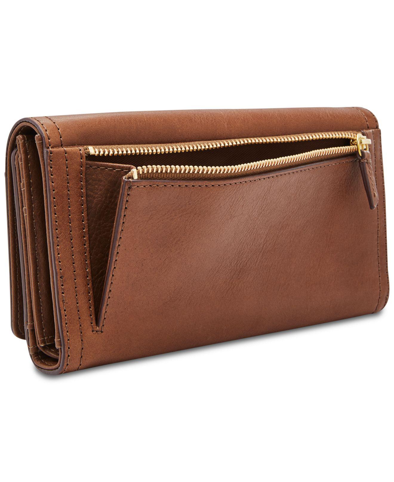 fossil leather clutch wallet