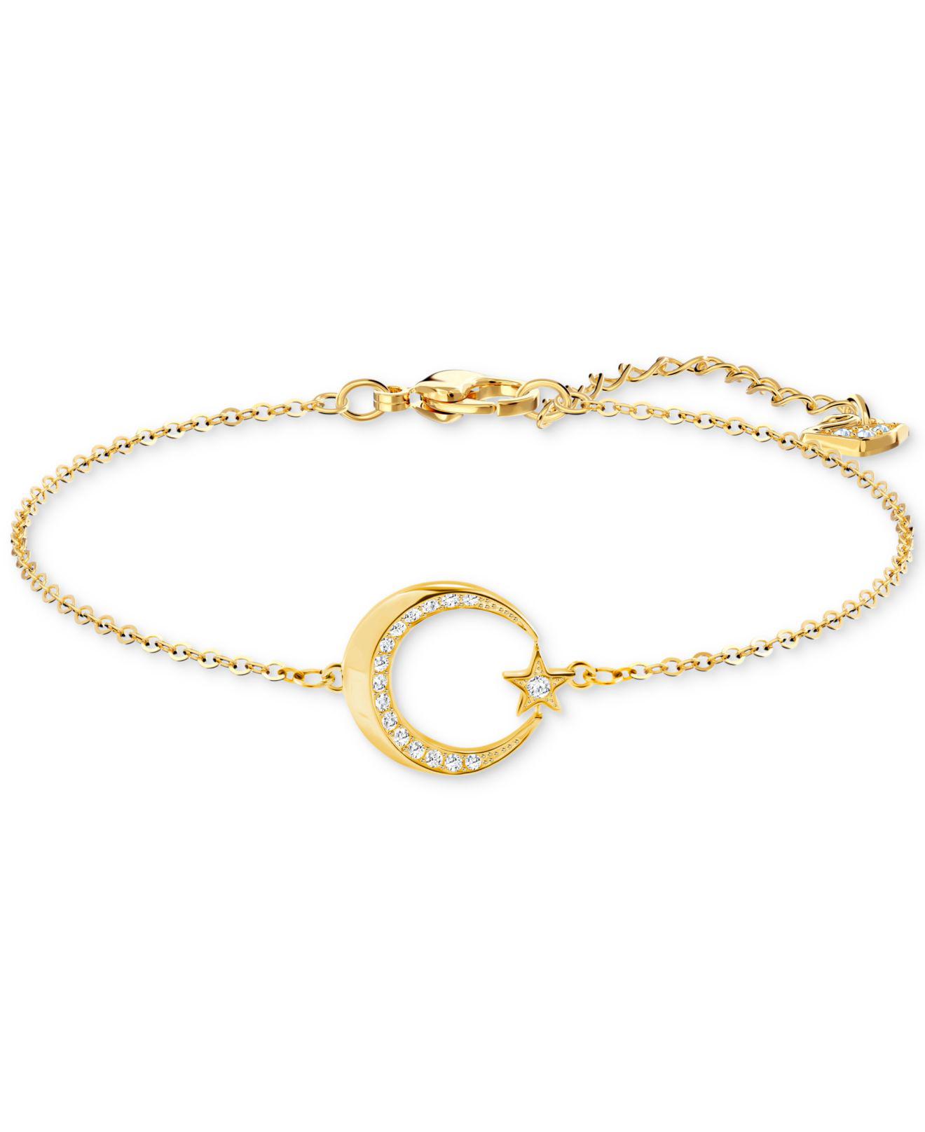 Gold Tone Pavé Crescent Moon Star Link Bracelet Gold Tone Pavé Crescent Moon Star Link Bracelet