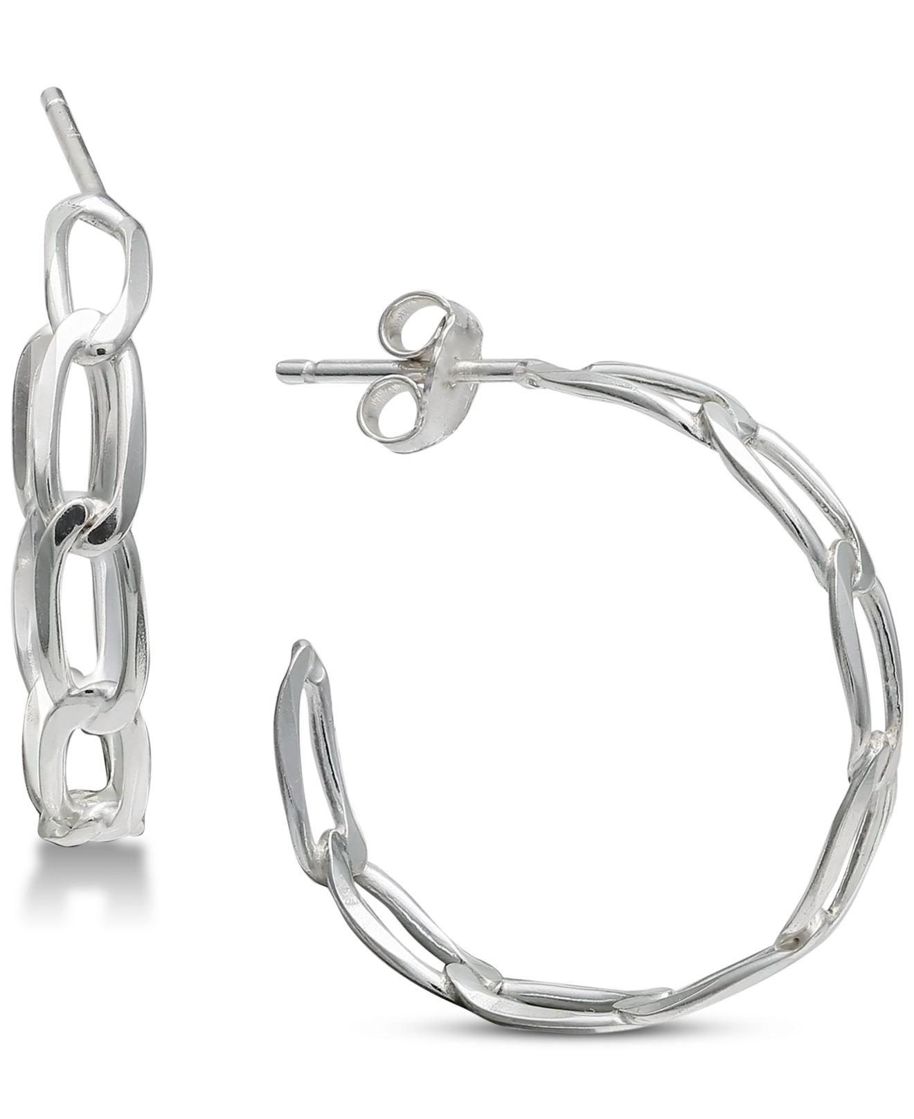 Giani Bernini Chain Link Hoop Earrings In Sterling Silver, Created For