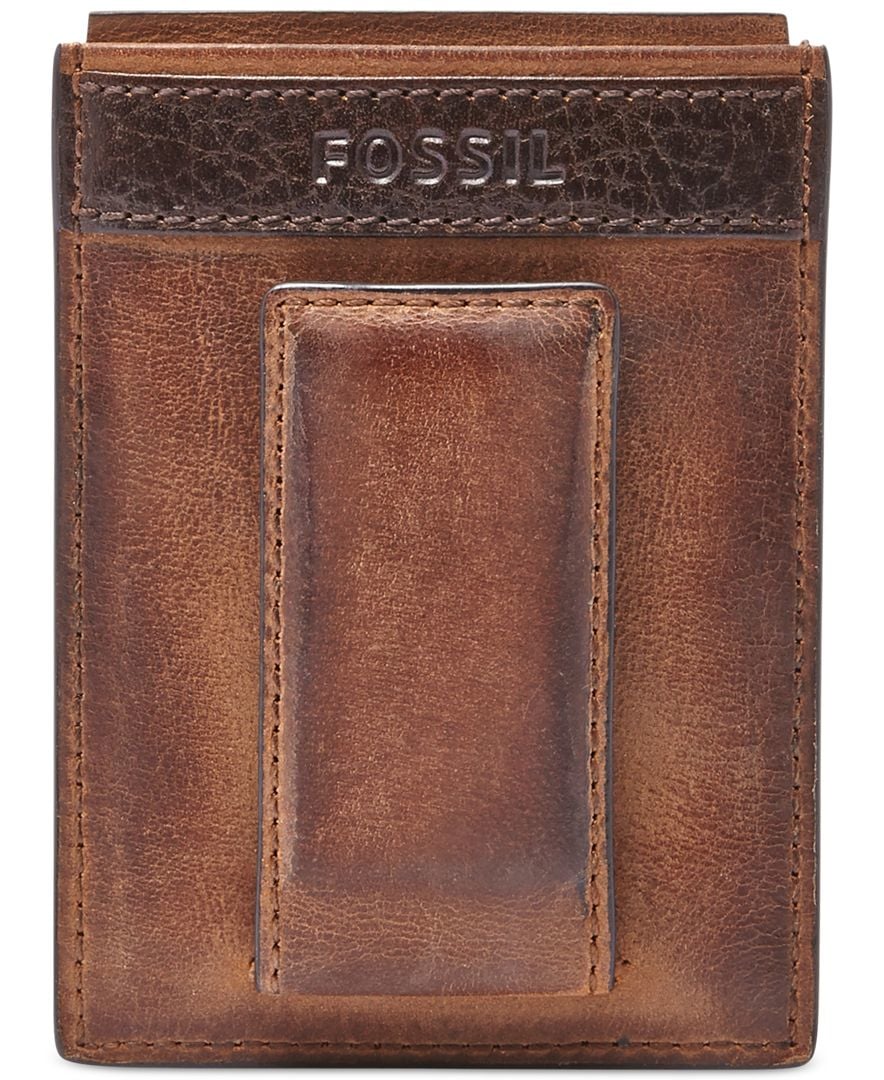 Fossil Quinn Card Case Leather Wallet in Brown for Men Lyst
