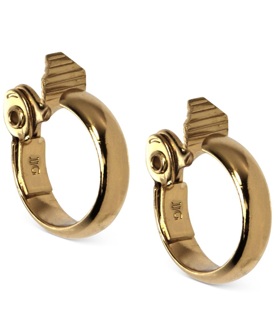 Anne klein Gold-tone Wide Hoop Clip-on Earrings in Metallic | Lyst