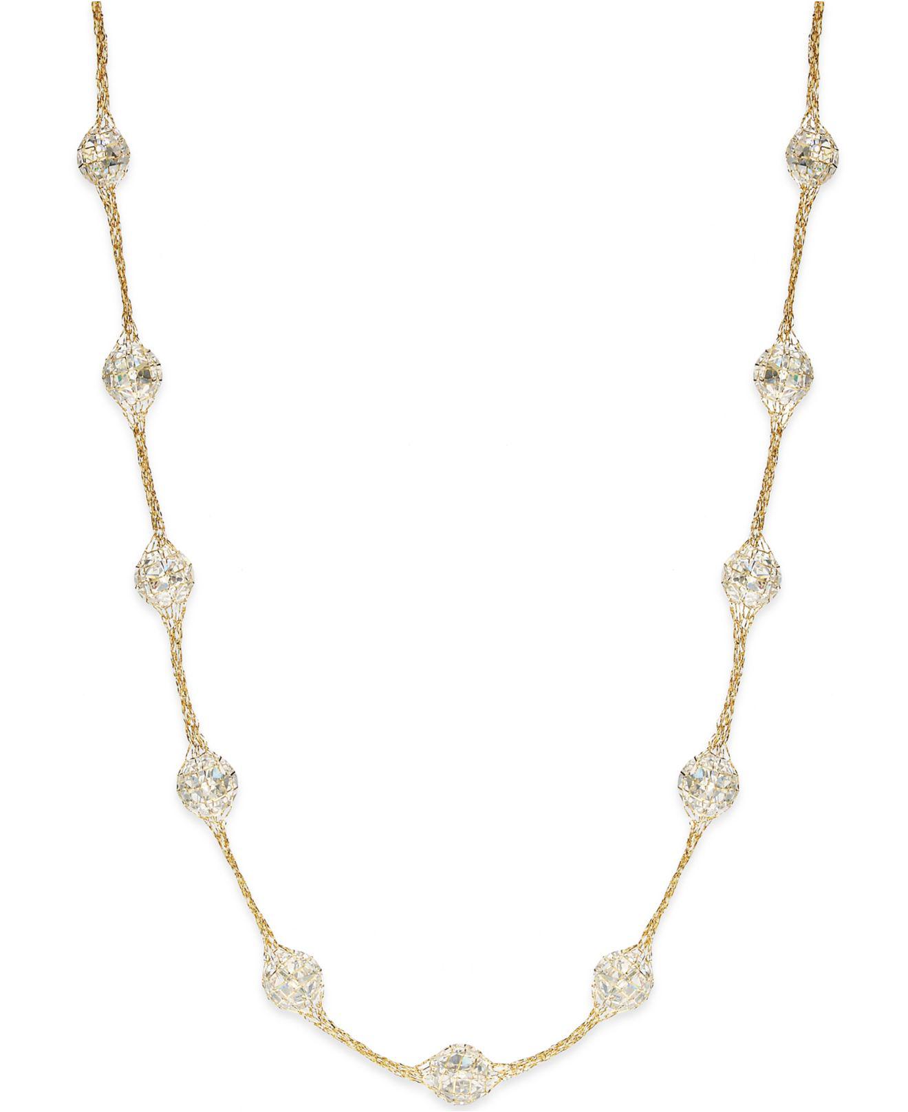 Lyst Macy'S 14k Gold Necklace, Metallic Thread Crystal Station