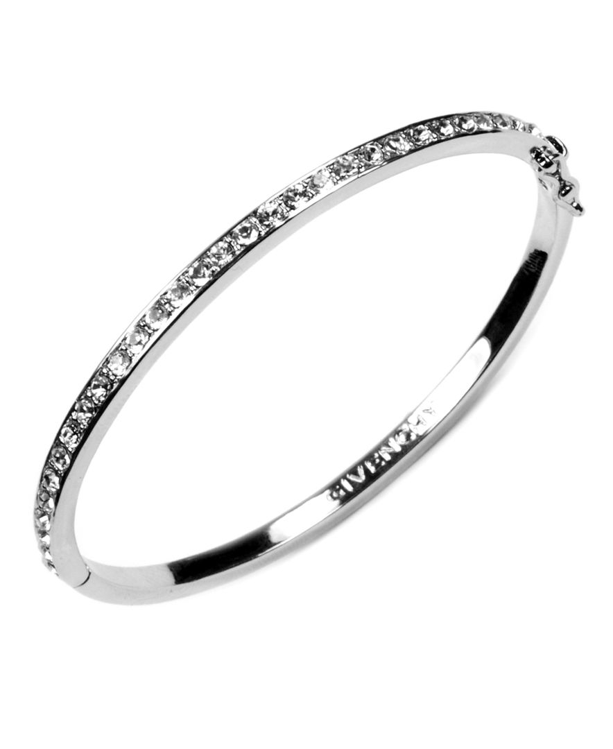 Givenchy Silver Tone Bracelet, Silk Swarovski Element Bangle in ...