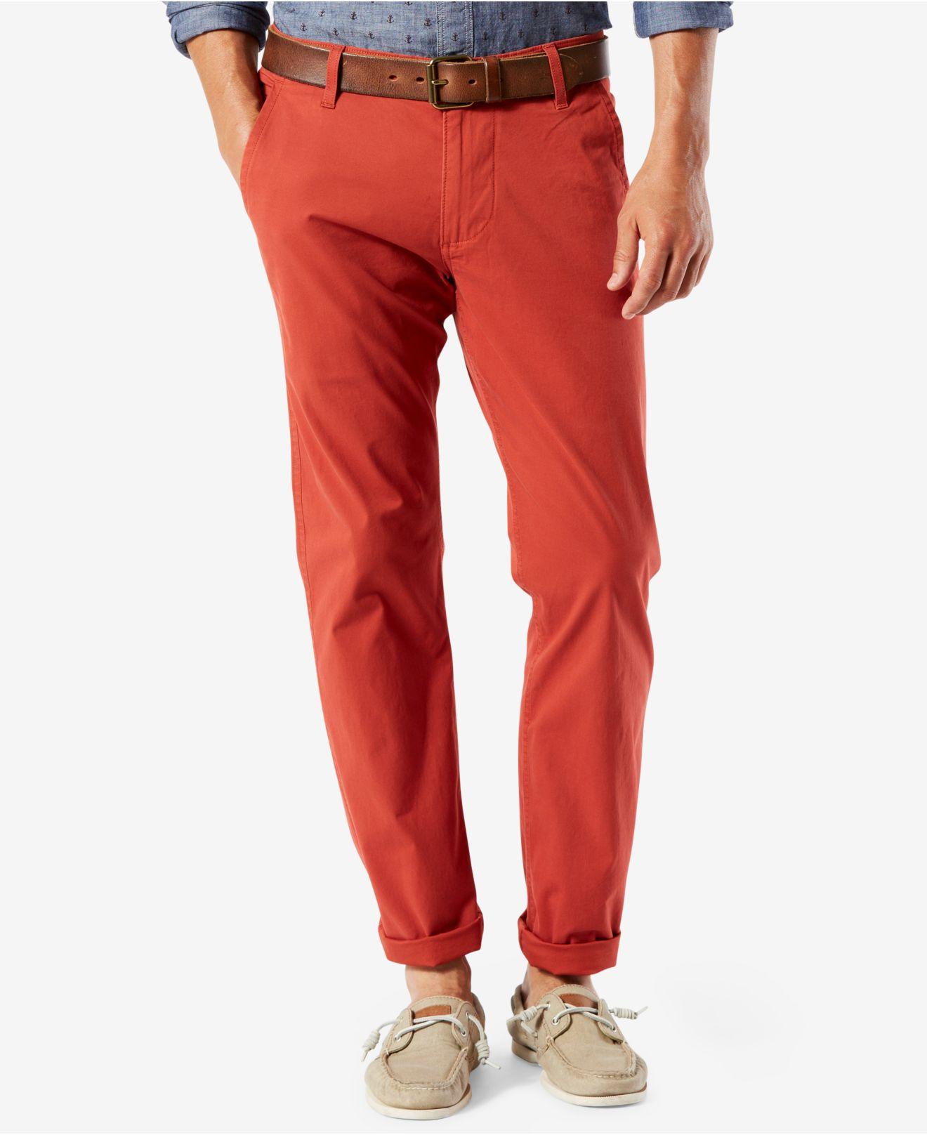 Lyst - Dockers Men's Slim-tapered Alpha Khaki Pants in Red for Men