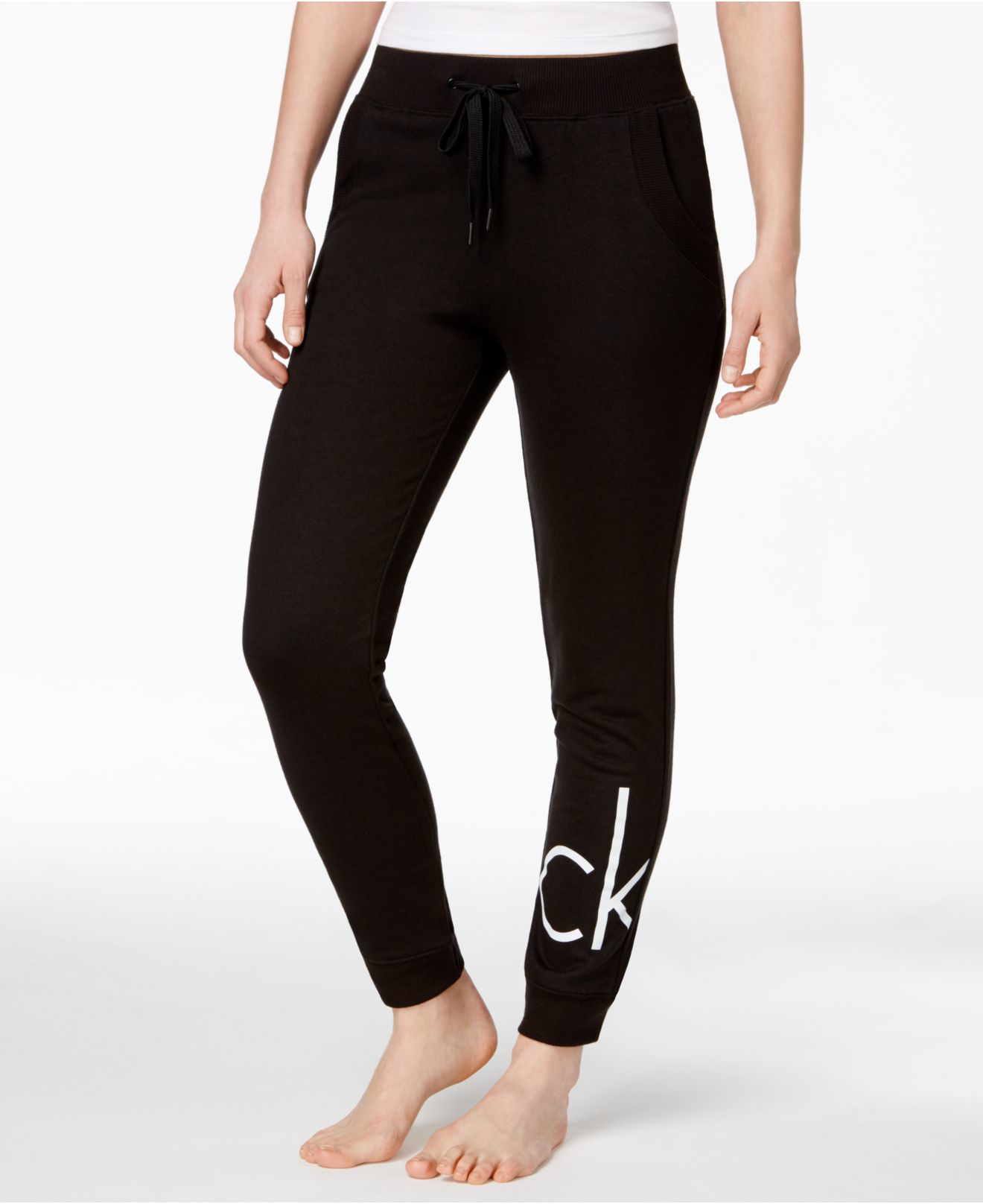 womens black calvin klein joggers