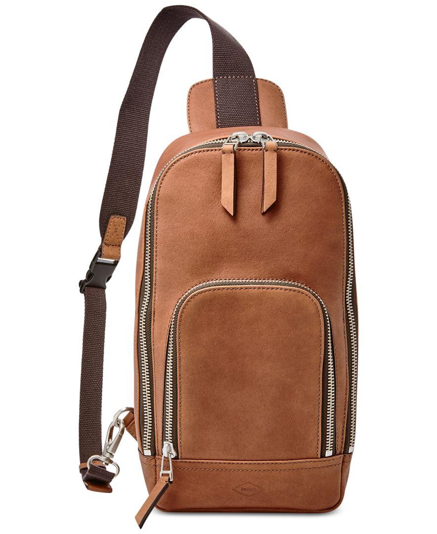 Lyst Fossil Miller Leather Crossbody Backpack In Brown For Men Gallery