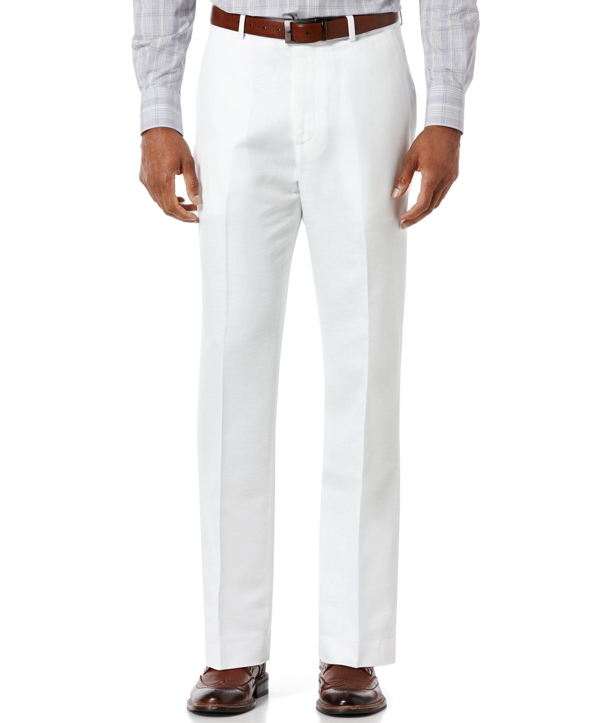 Perry ellis Men's Big And Tall Linen Blend Pants in White for Men | Lyst