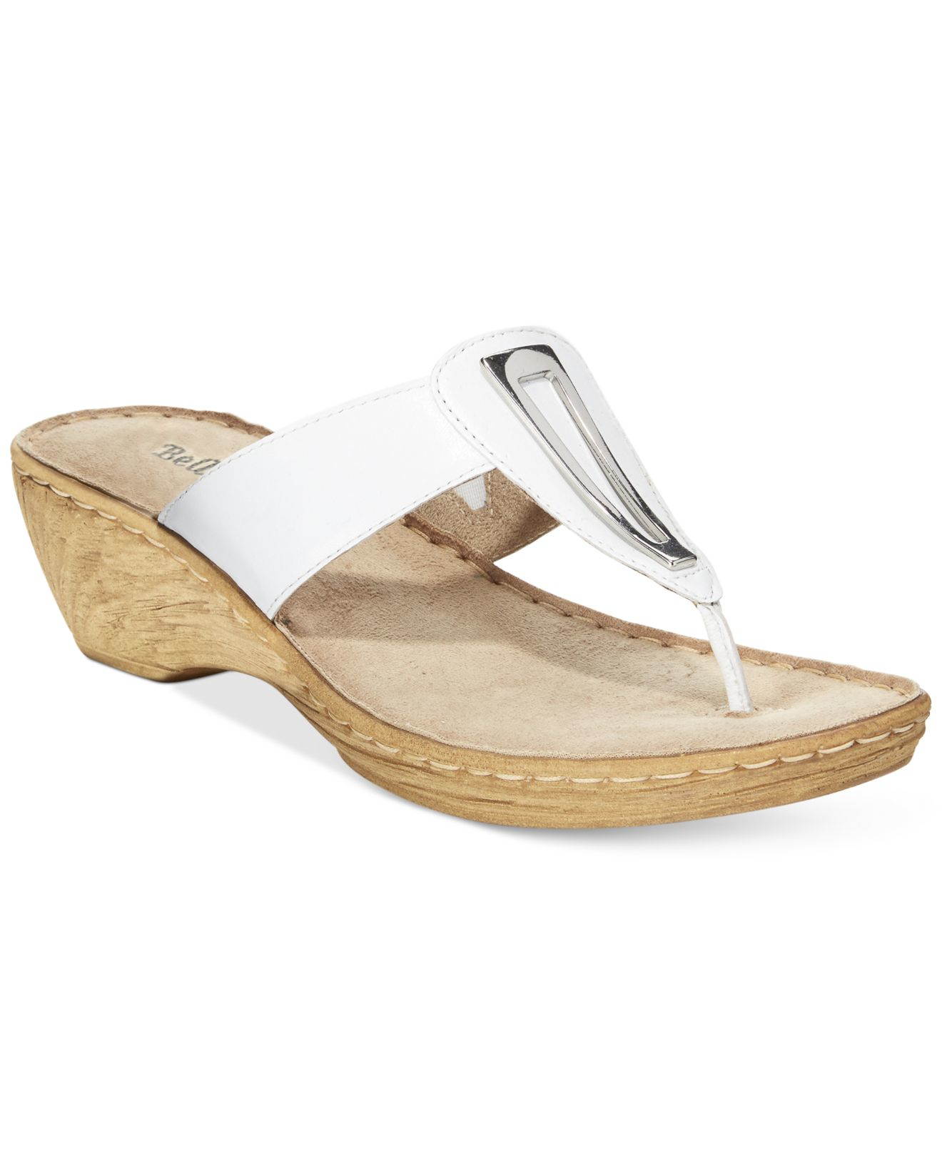 Bella Vita Sulmona T-strap Wedge Sandals in White - Lyst