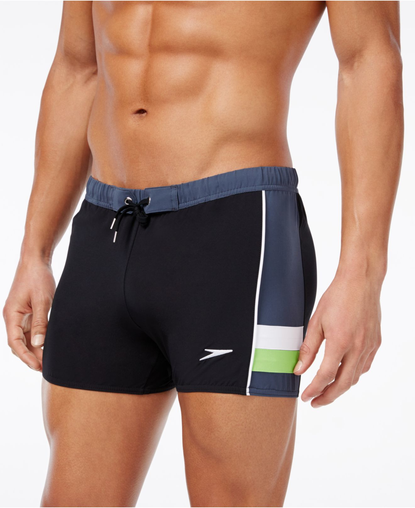 Speedo Men's Colorblocked Squareleg Stretch Swim Trunks in Black for Men Lyst