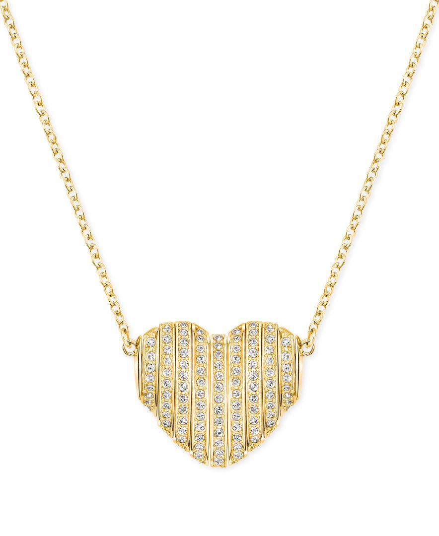 Lyst Swarovski Changeable Crystal Pave Heart Pendant Necklace in Metallic
