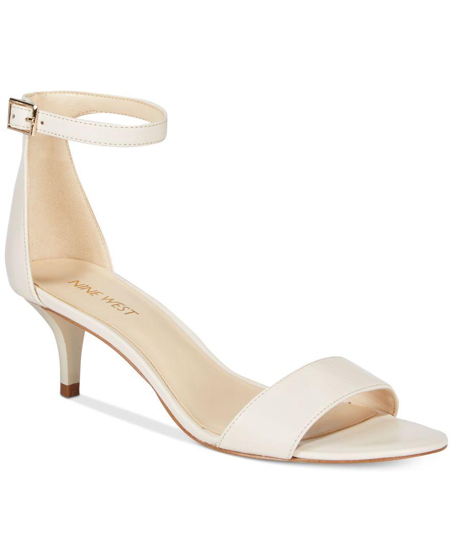 Nine west Leisa Two-piece Kitten Heel Sandals in White | Lyst