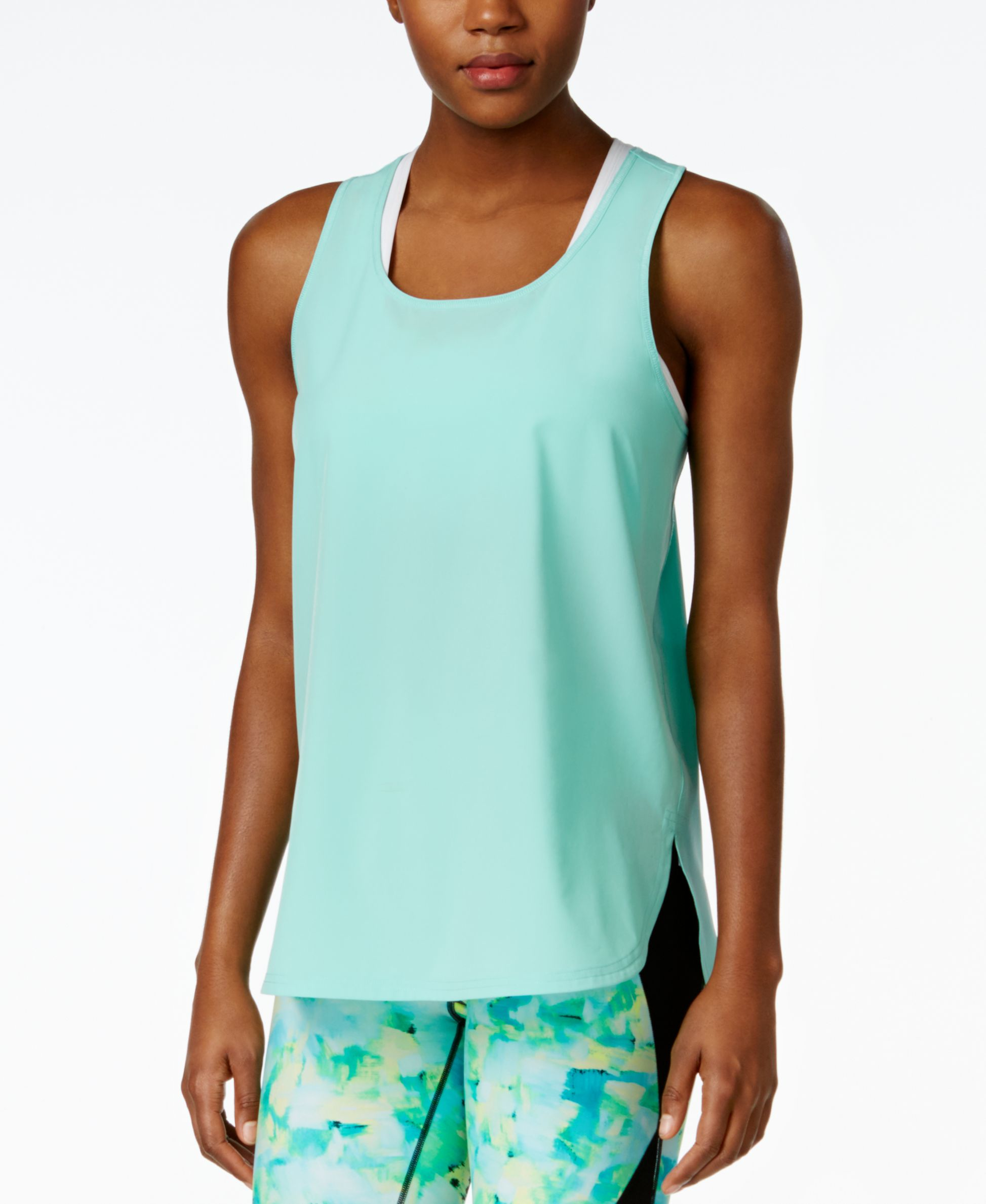 Calvin klein Performance High-low Tank Top in Green | Lyst