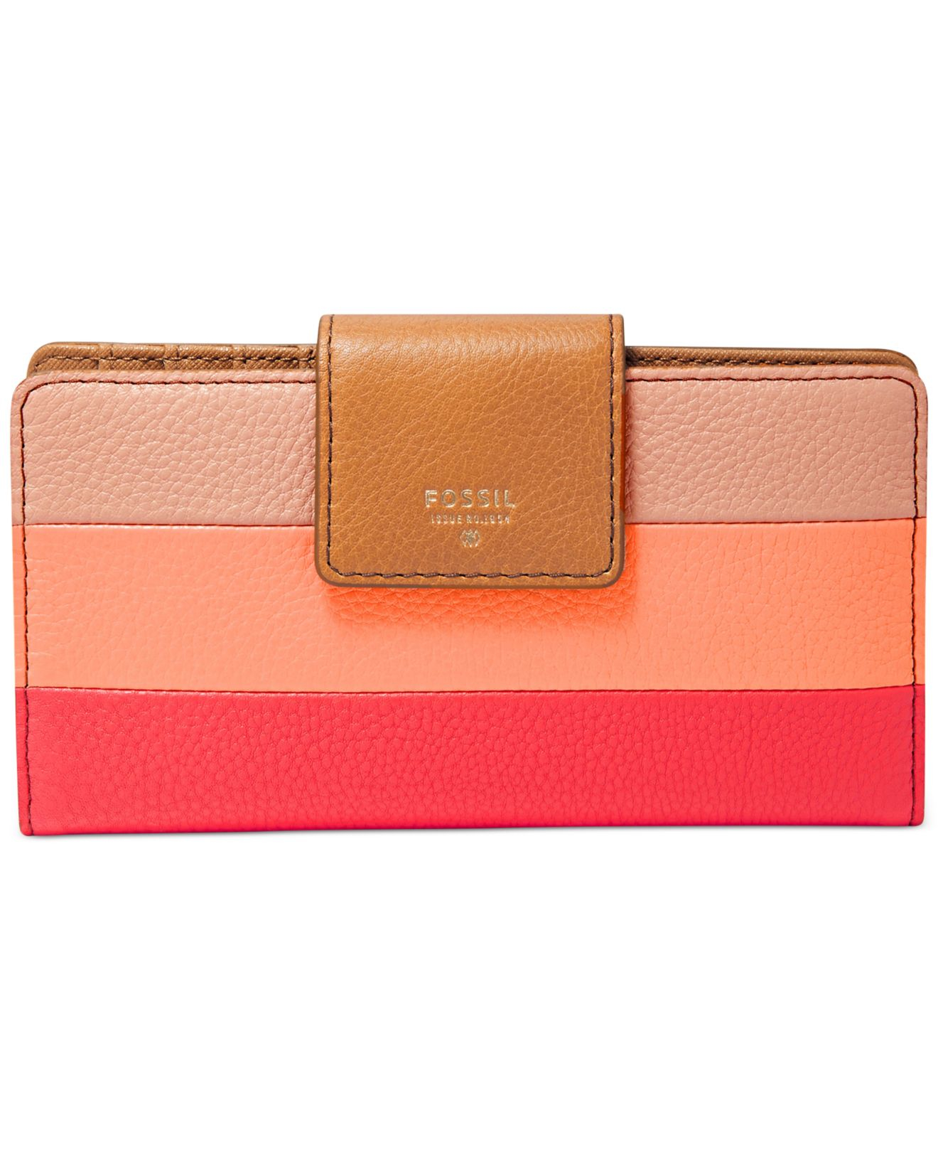 Fossil Sydney Leather Patchwork Tab Wallet in Pink (Pink Stripe) | Lyst