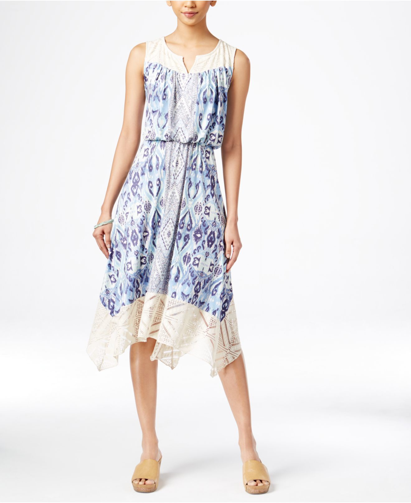 Style & co. Petite Printed Handkerchief-hem Dress, Only At Macy&#39;s in Black (Summer Shore) - Save ...