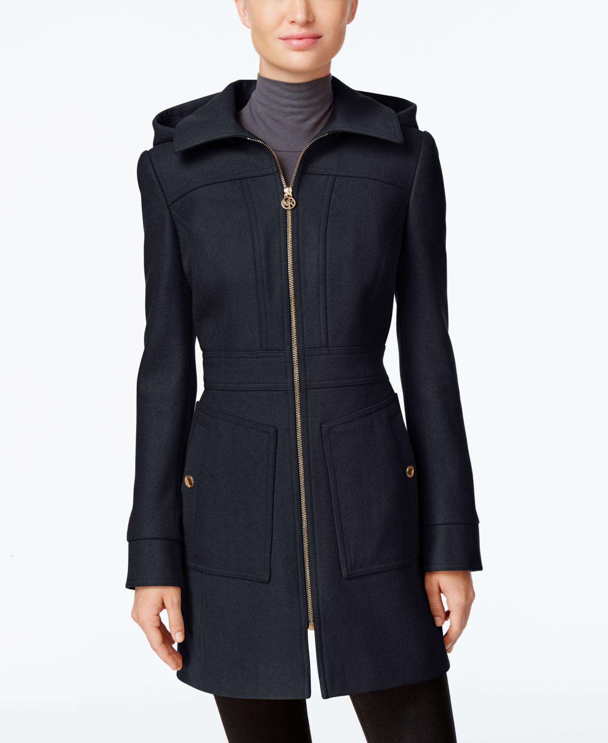 Michael kors Michael Petite Hooded Wool-blend Coat, Only At Macy&#39;s in Blue | Lyst