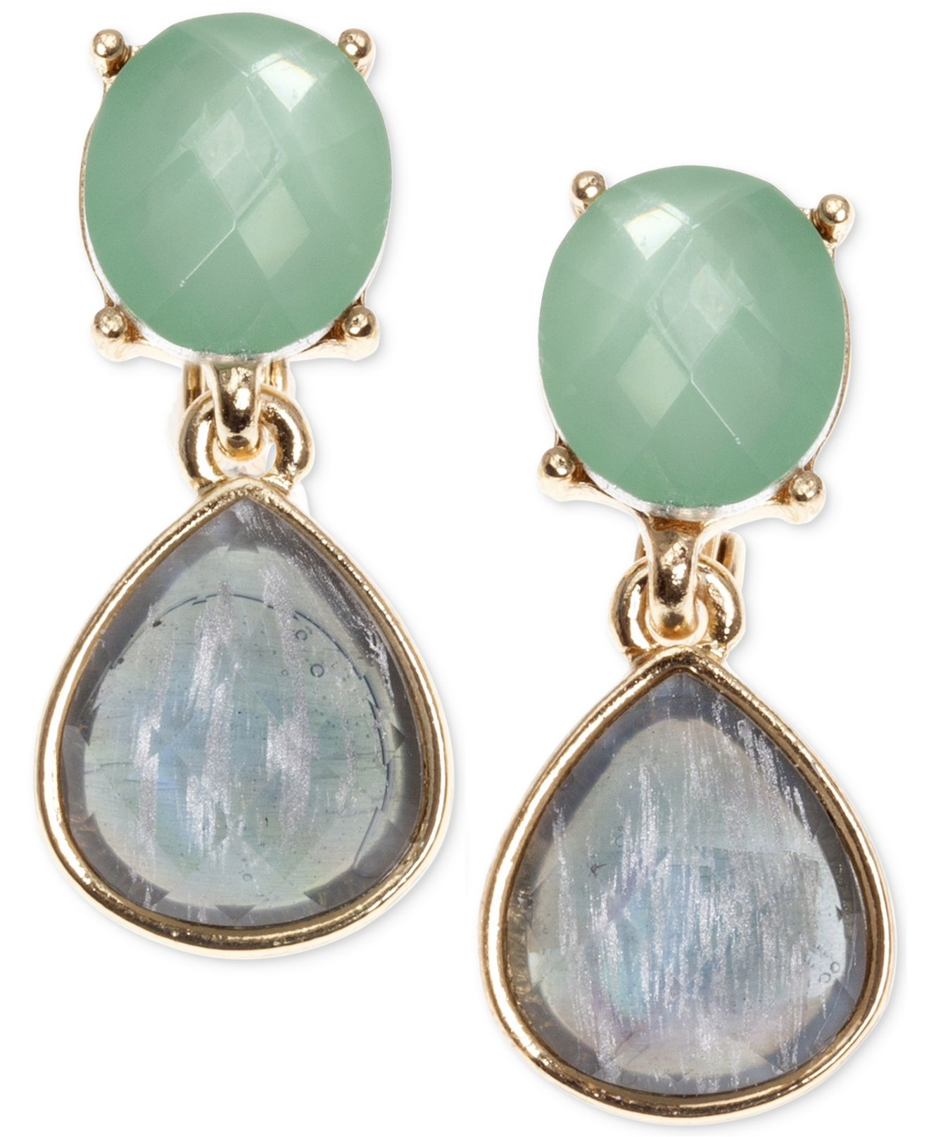 Anne klein Goldtone Stone Clipon Drop Earrings in Gold Lyst