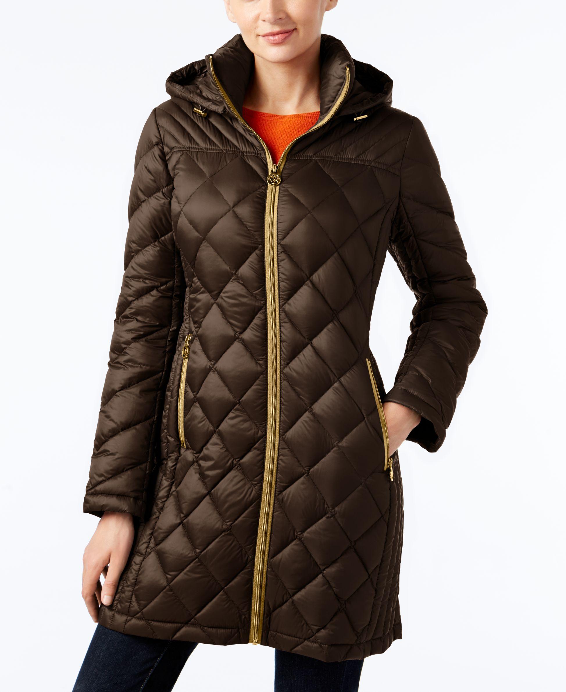 Lyst - Michael Kors Hooded Packable Down Diamond Quilted Puffer Coat in