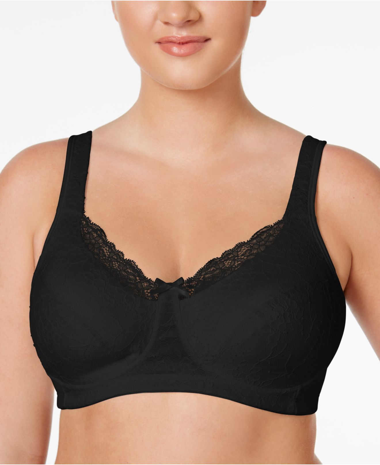 Playtex 18 Hour Perfect Lift Lace Trim Bra E515 In Black Lyst