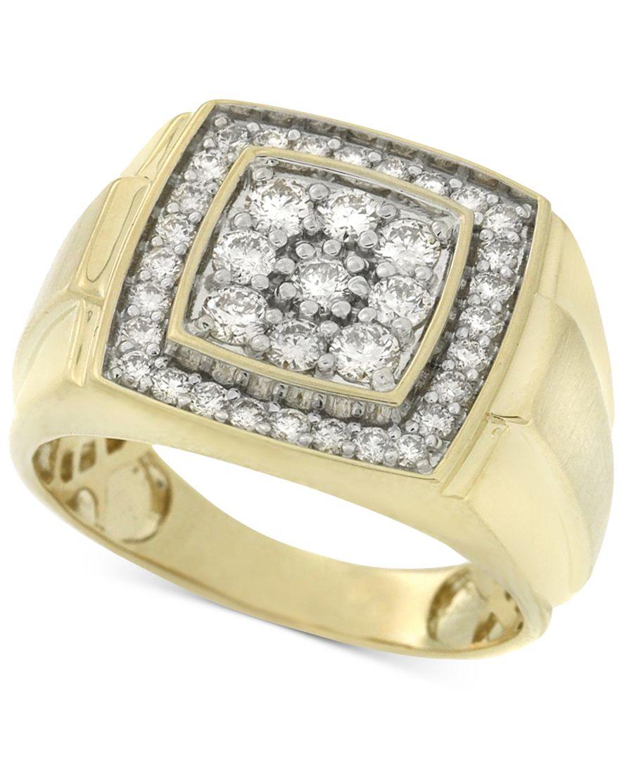 Macy&#39;s Men&#39;s Diamond Cluster Ring (1 Ct. T.w.) In 10k Gold in Metallic for Men | Lyst